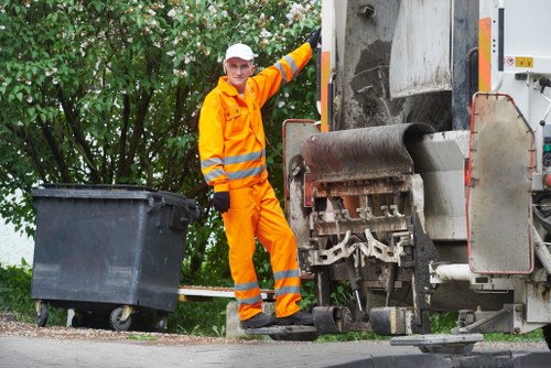 Professional waste clearance team at work